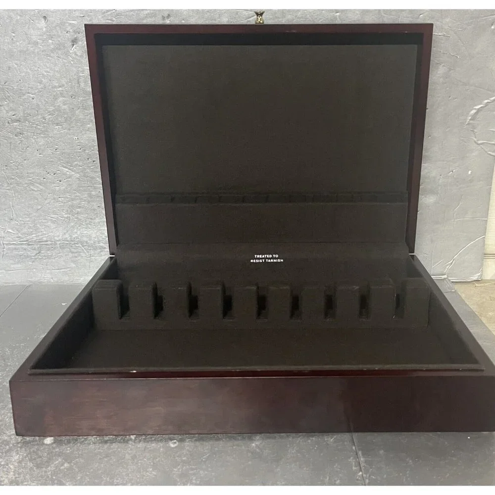 Reed & Barton Eureka Silverware Wood Storage‎ Flatware Chest Dark Wood